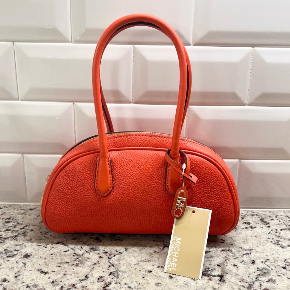 Michael Kors Optic Orange Leather Small Handle Satchel Bag NWT